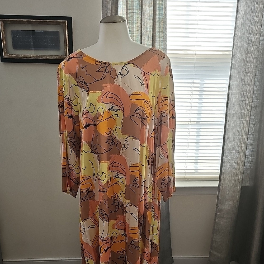 Sassy Jones Multicolor Abstract Long Sleeve Dress